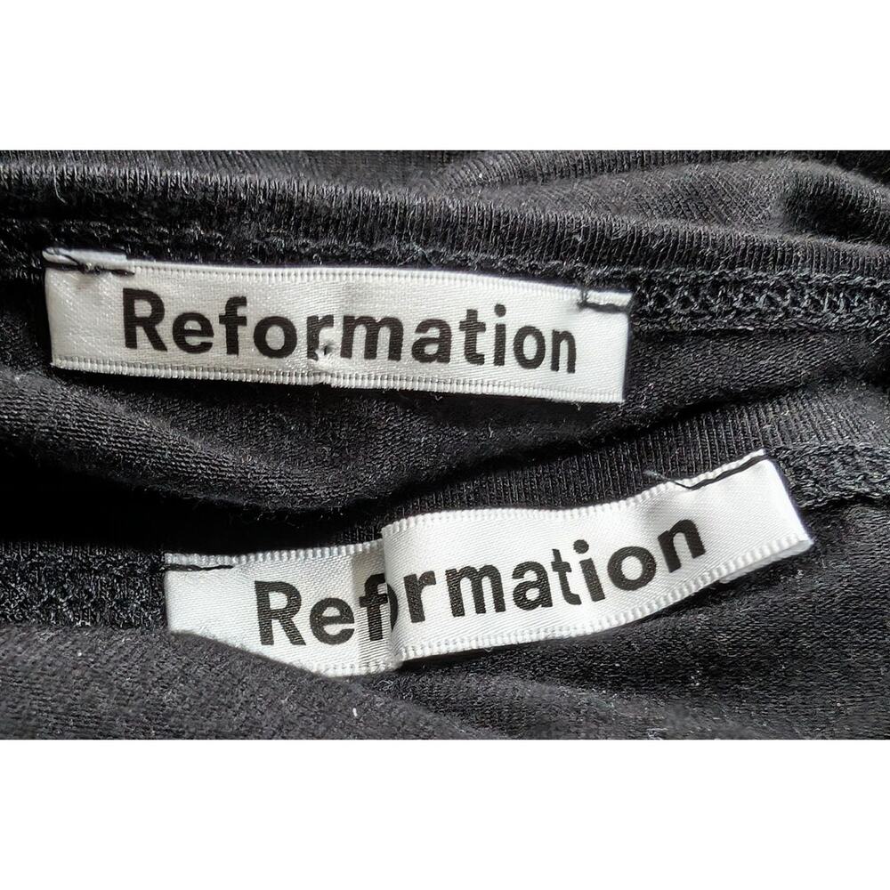 Reformation Top Skirt Set Black Rylan Two Piece Knit Twist Front Misses Size L - Picture 8 of 11